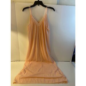 Peach pink spaghetti string medium medium lace neck nylon USA